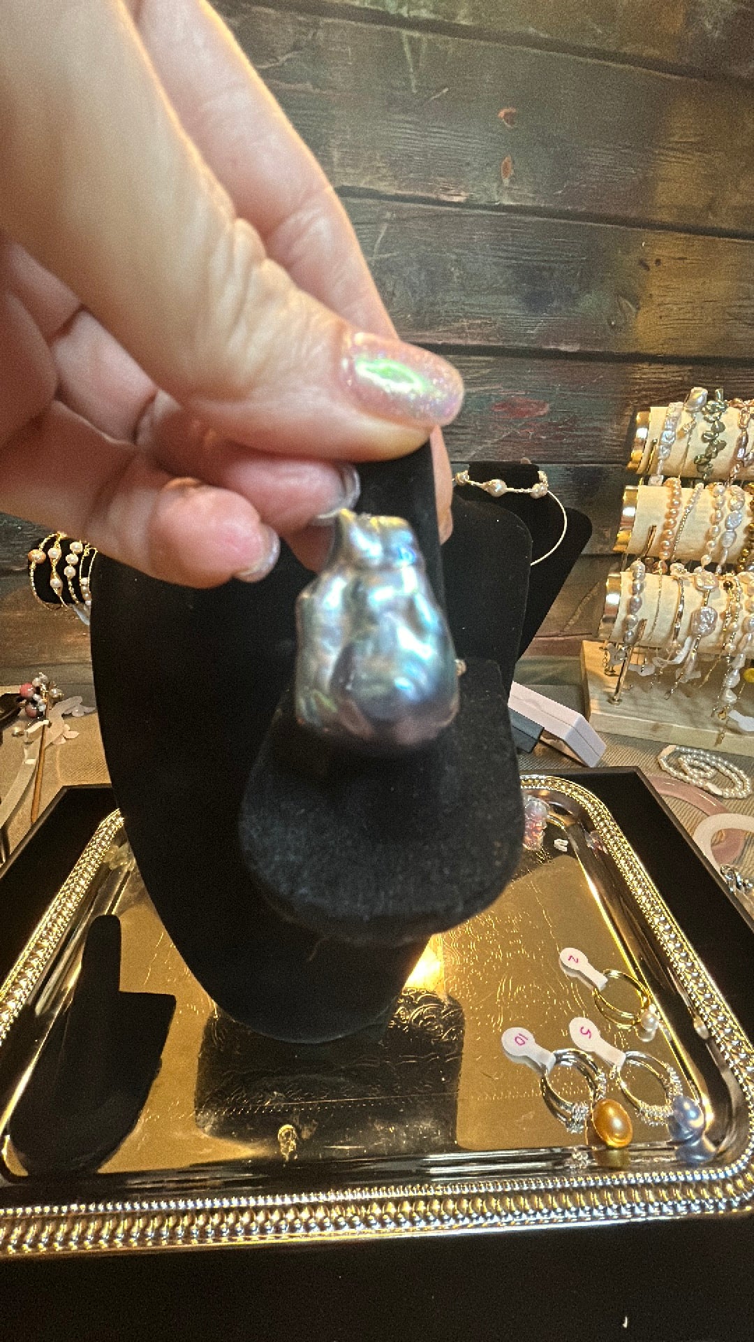 Dark blue baroque ring