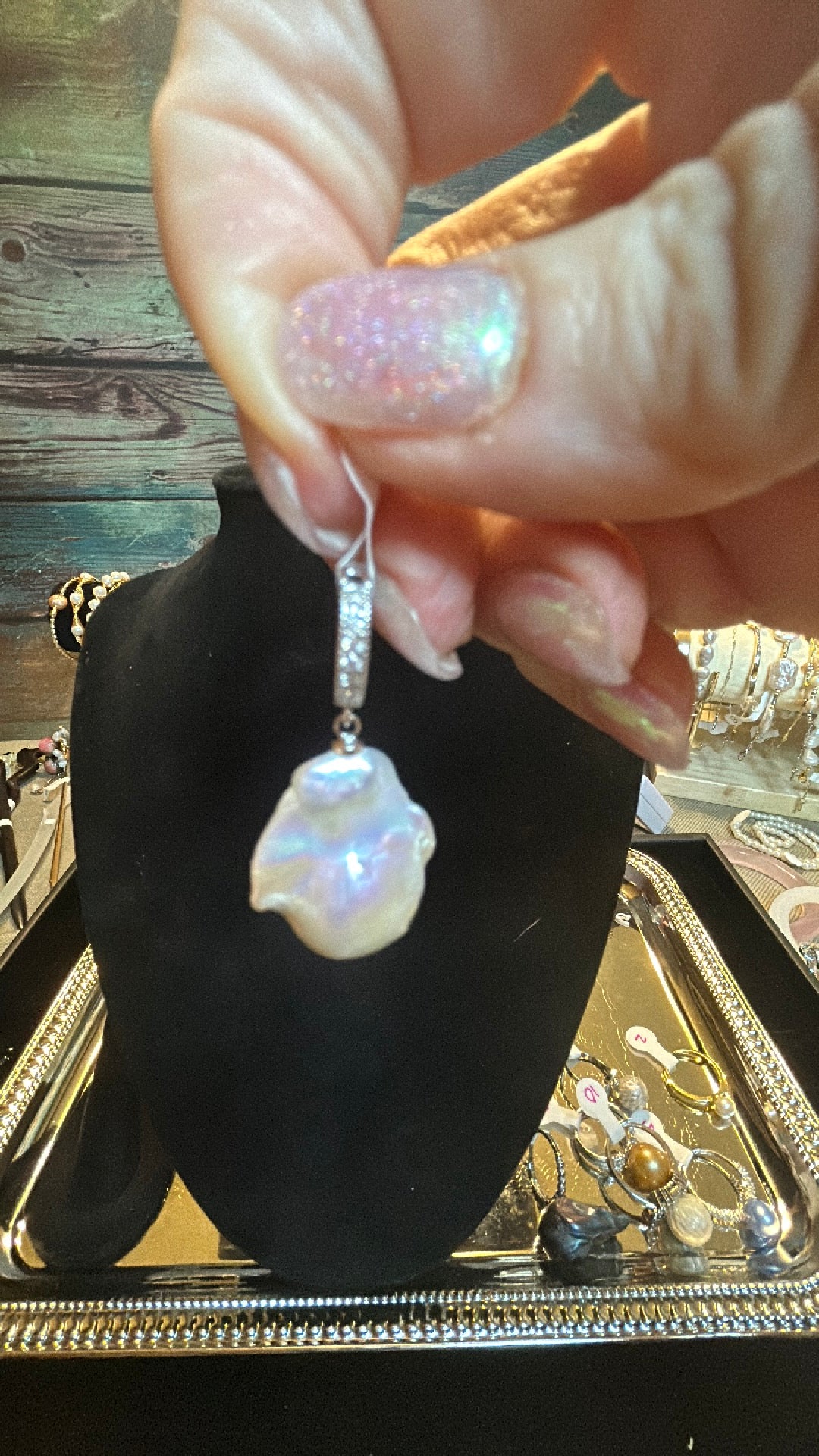 Large white baroque pendant