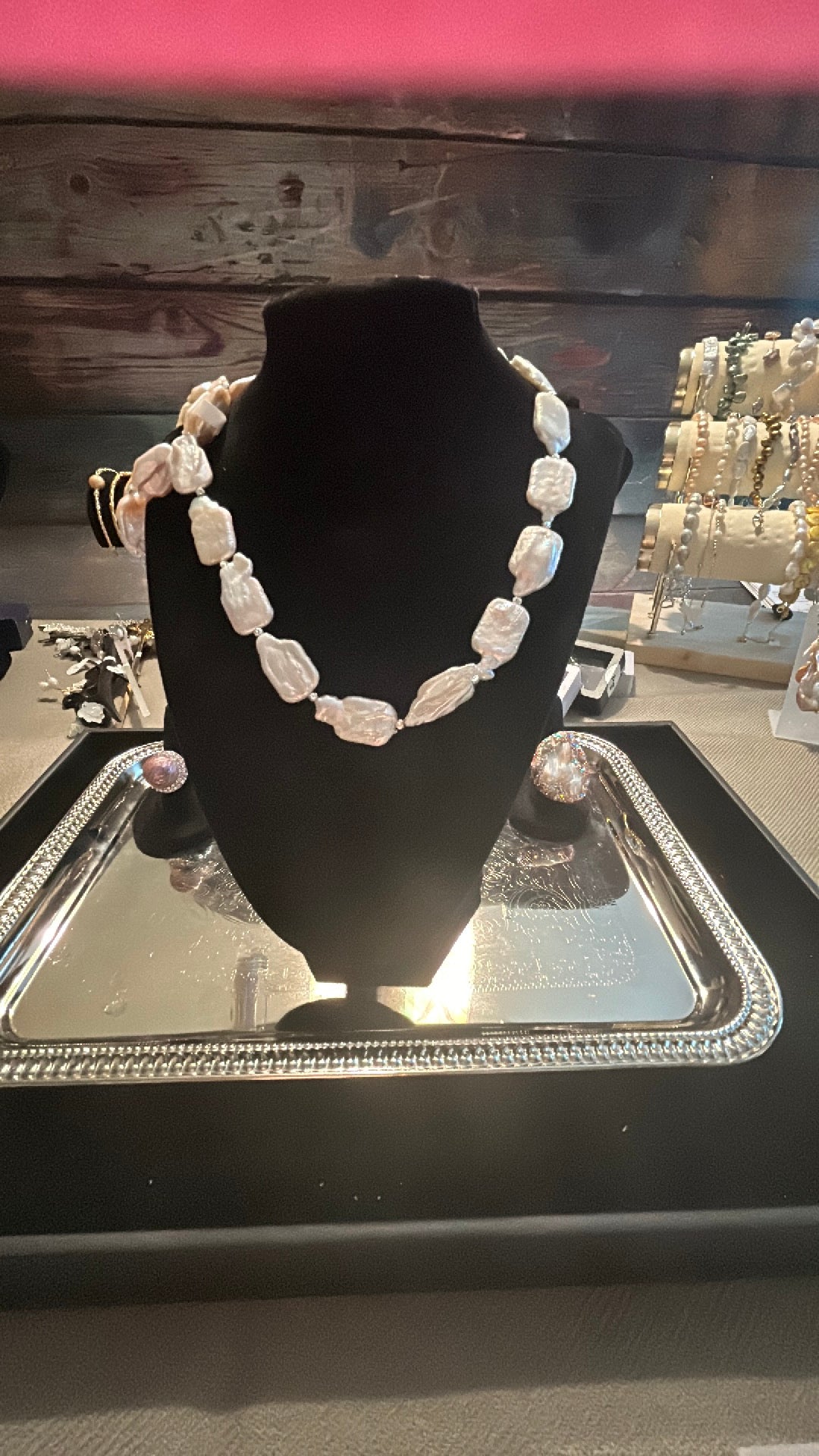 Full rectangular baroque necklace & bracelet set