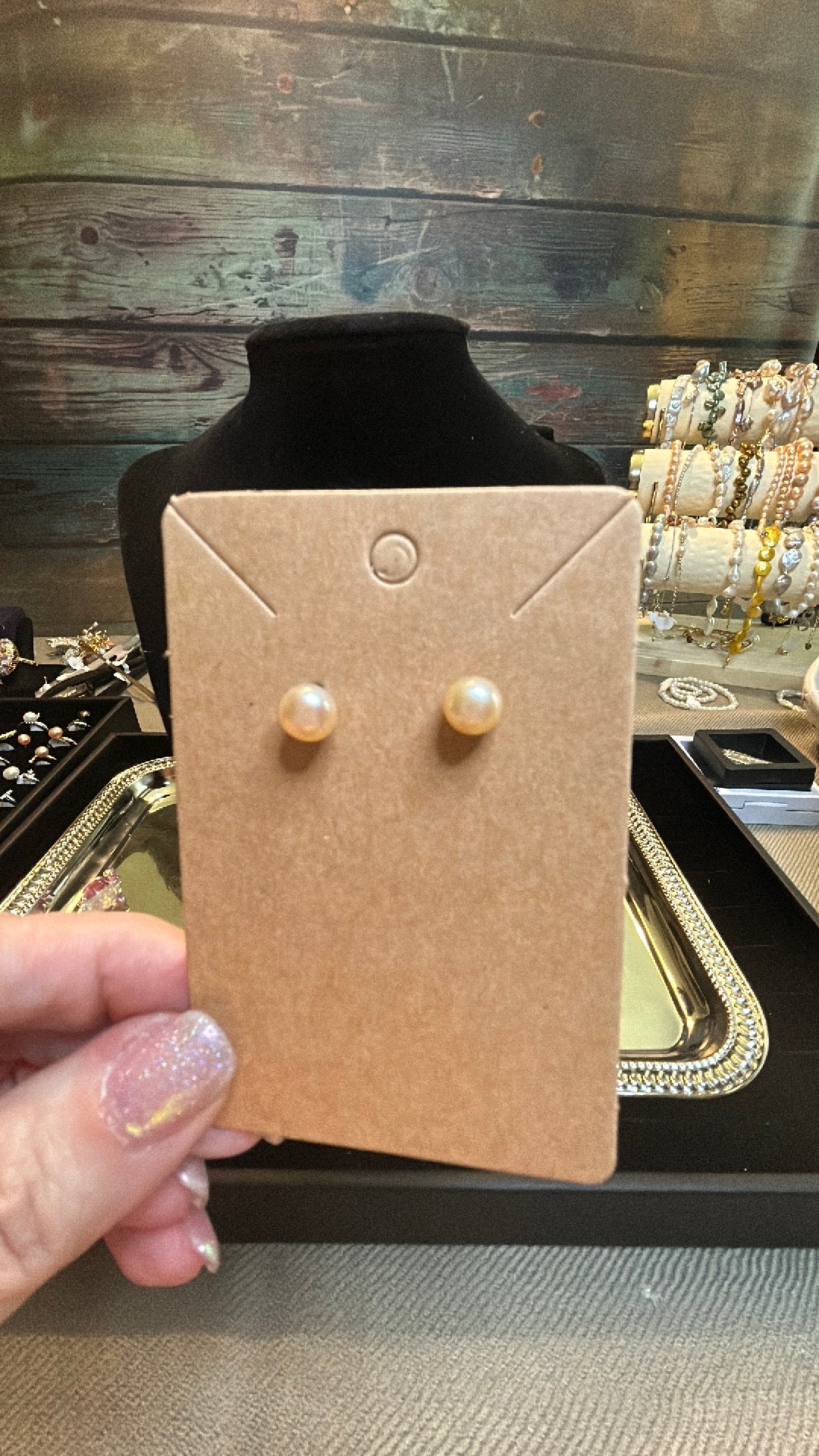 Classic white pearl stud earrings