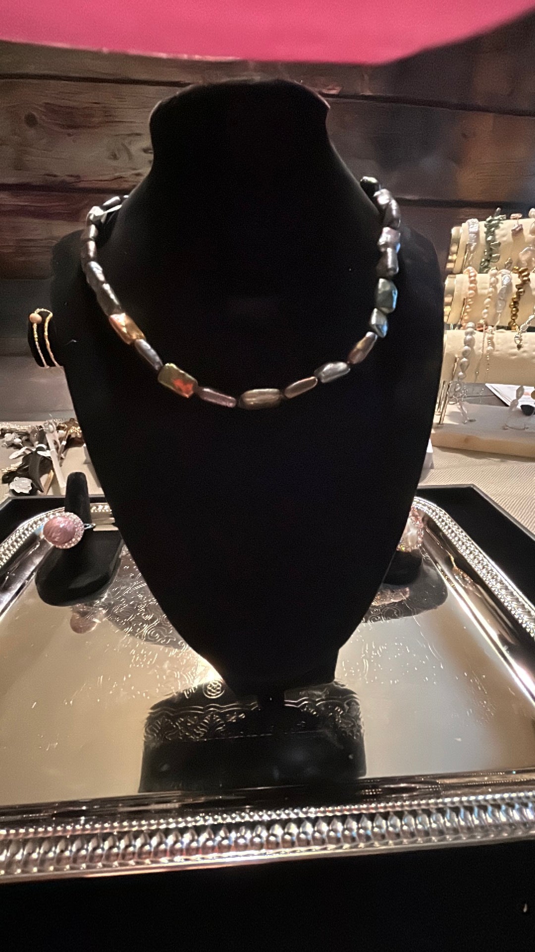 Deep purple rectangular full baroque necklace