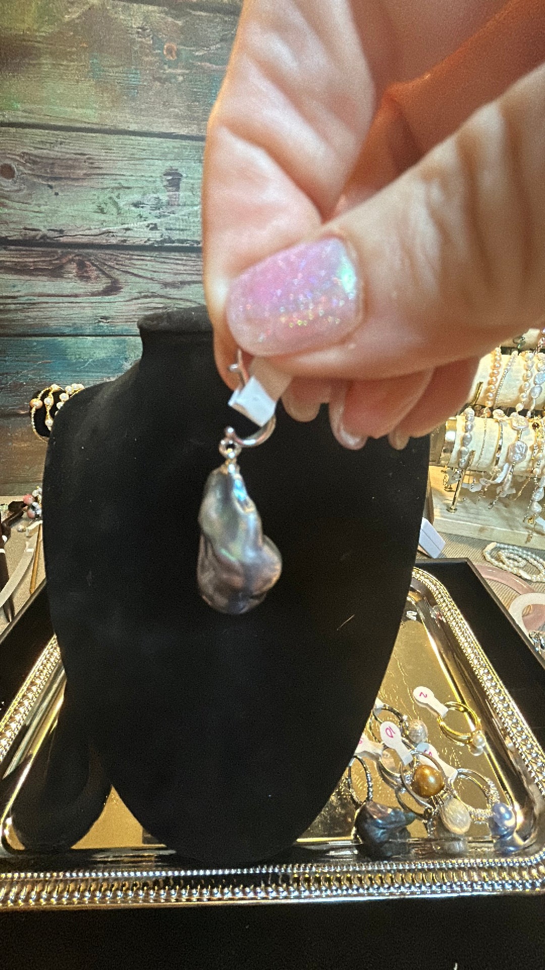 Dark blue baroque pendant