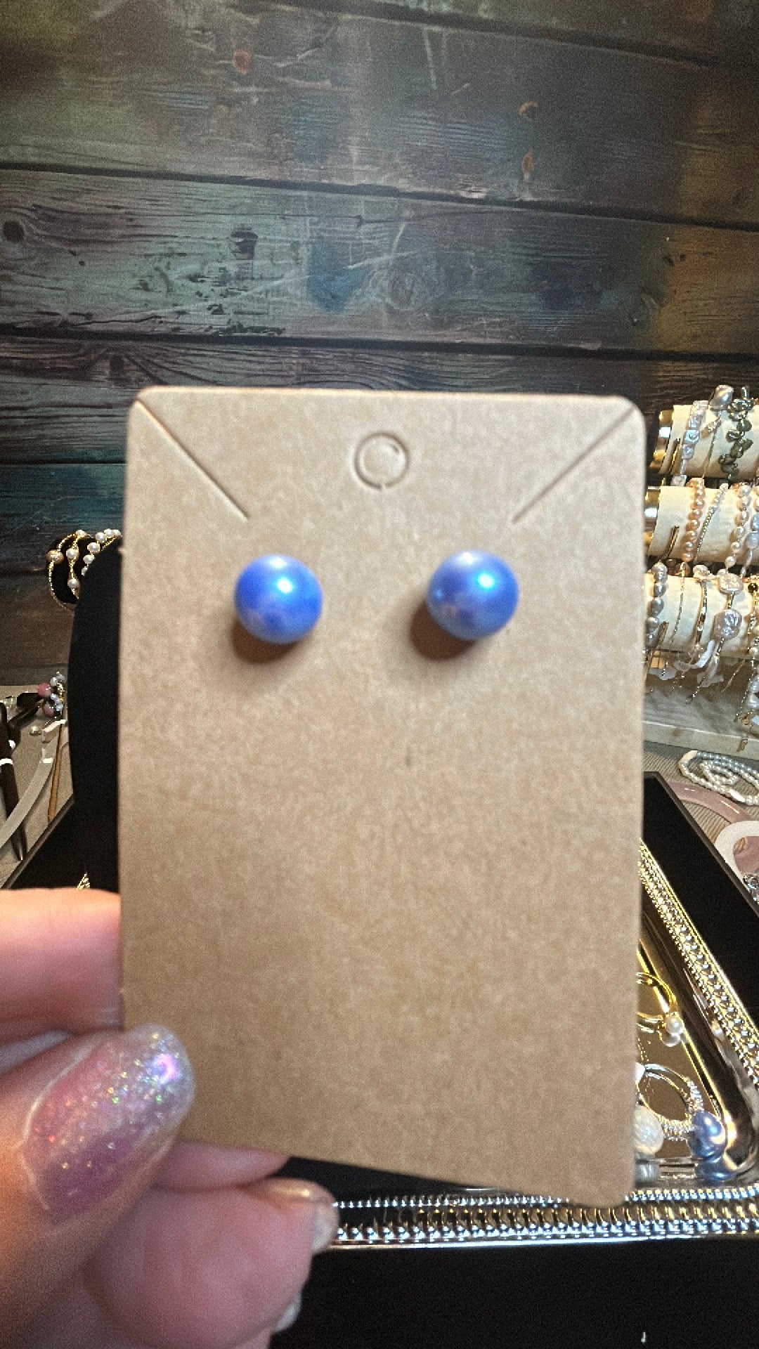 Ocean blue freshwater pearl earrings