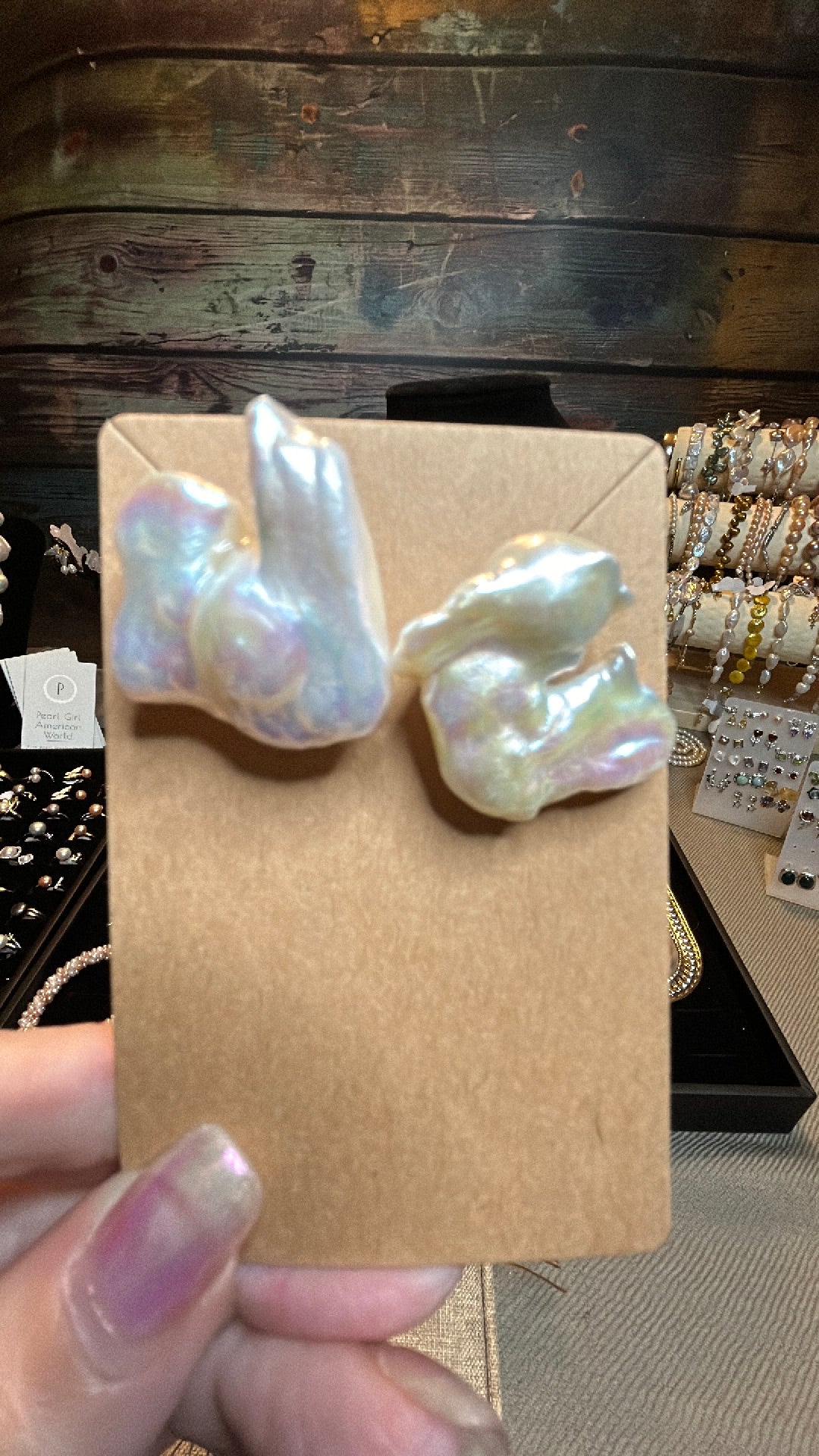 Unique rare white baroque earrings