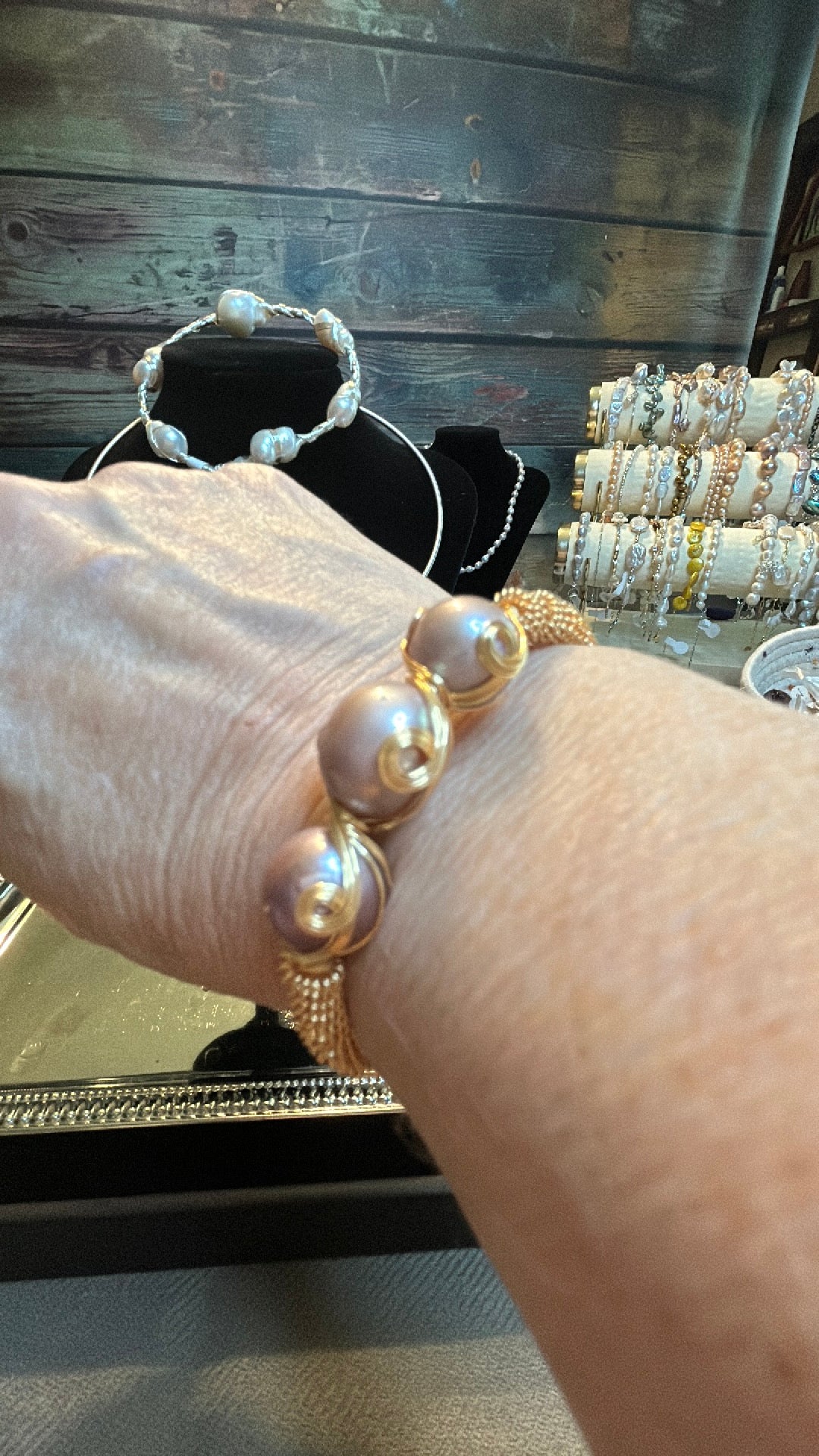 Wire wrapped Edison pearl bracelet