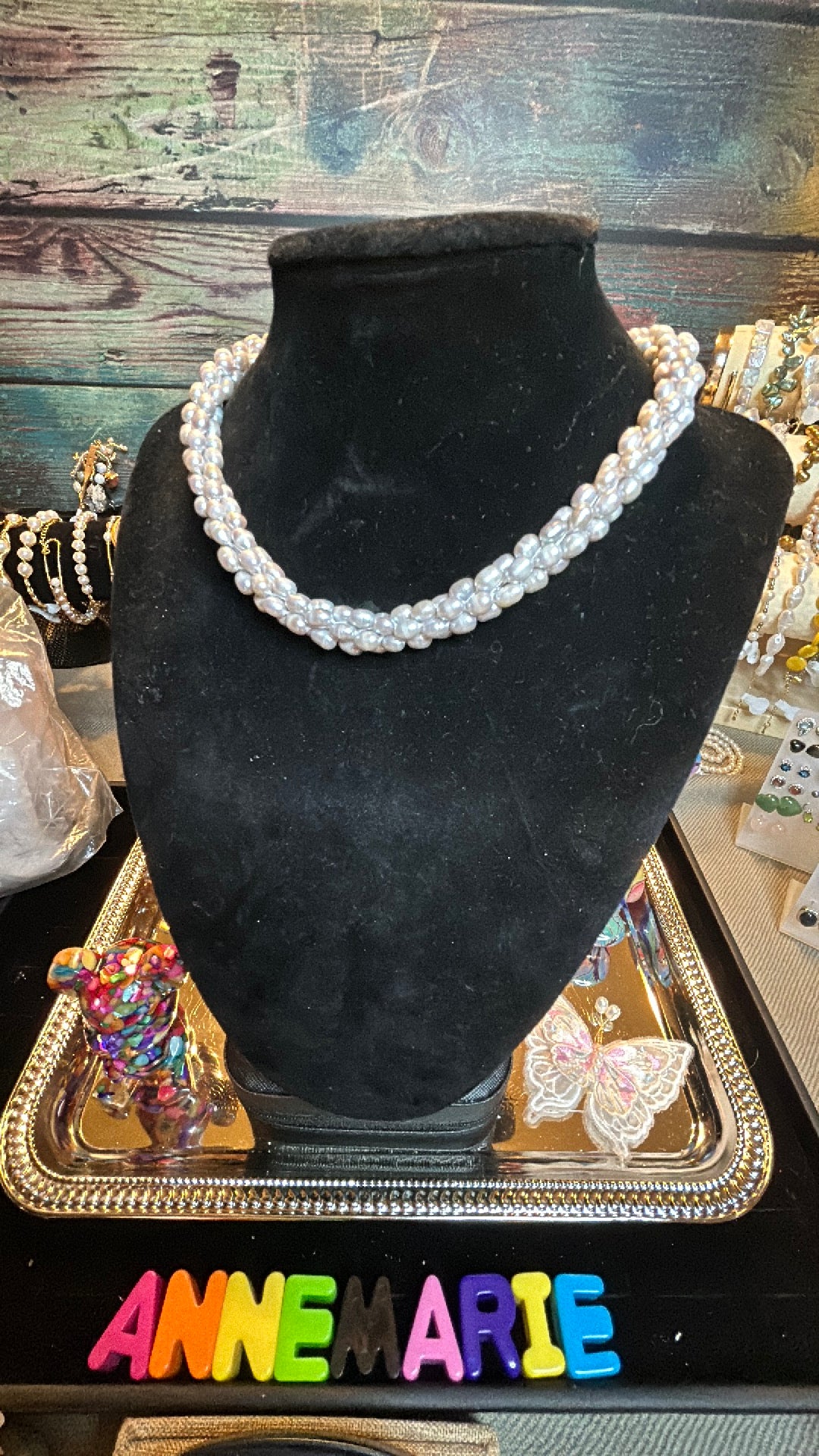 Silver rope freshwater pearl necklace