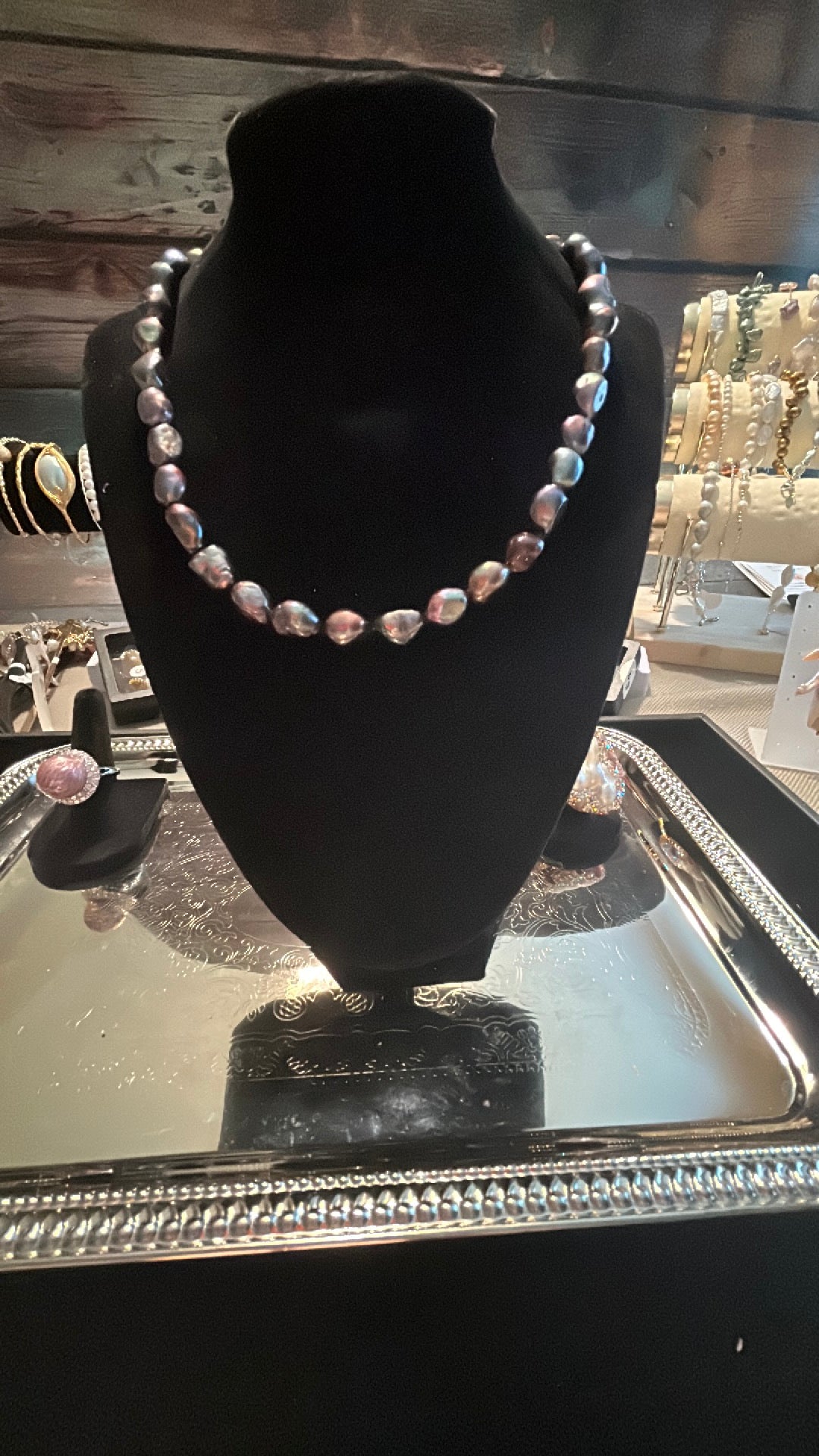 Deep rainbow baroque necklace