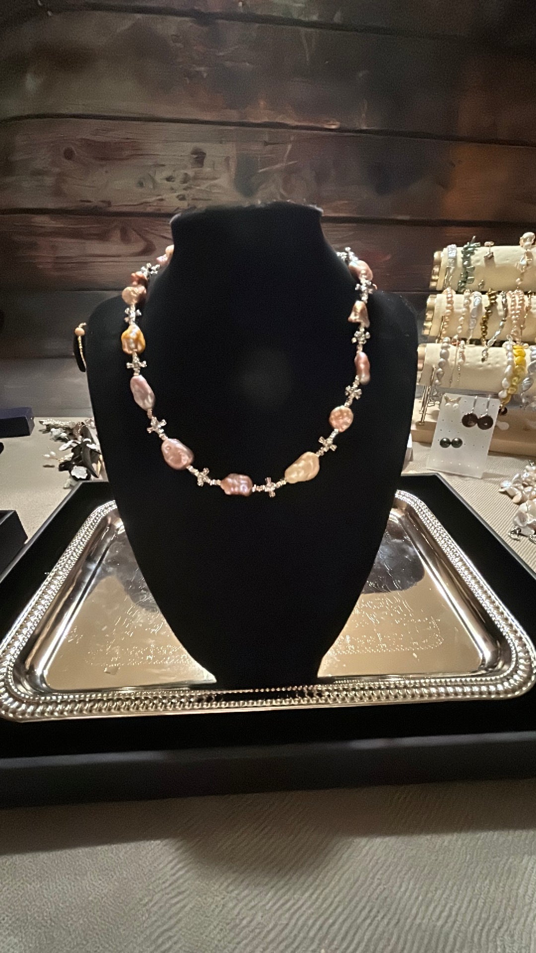 Multi color baroque & silver necklace