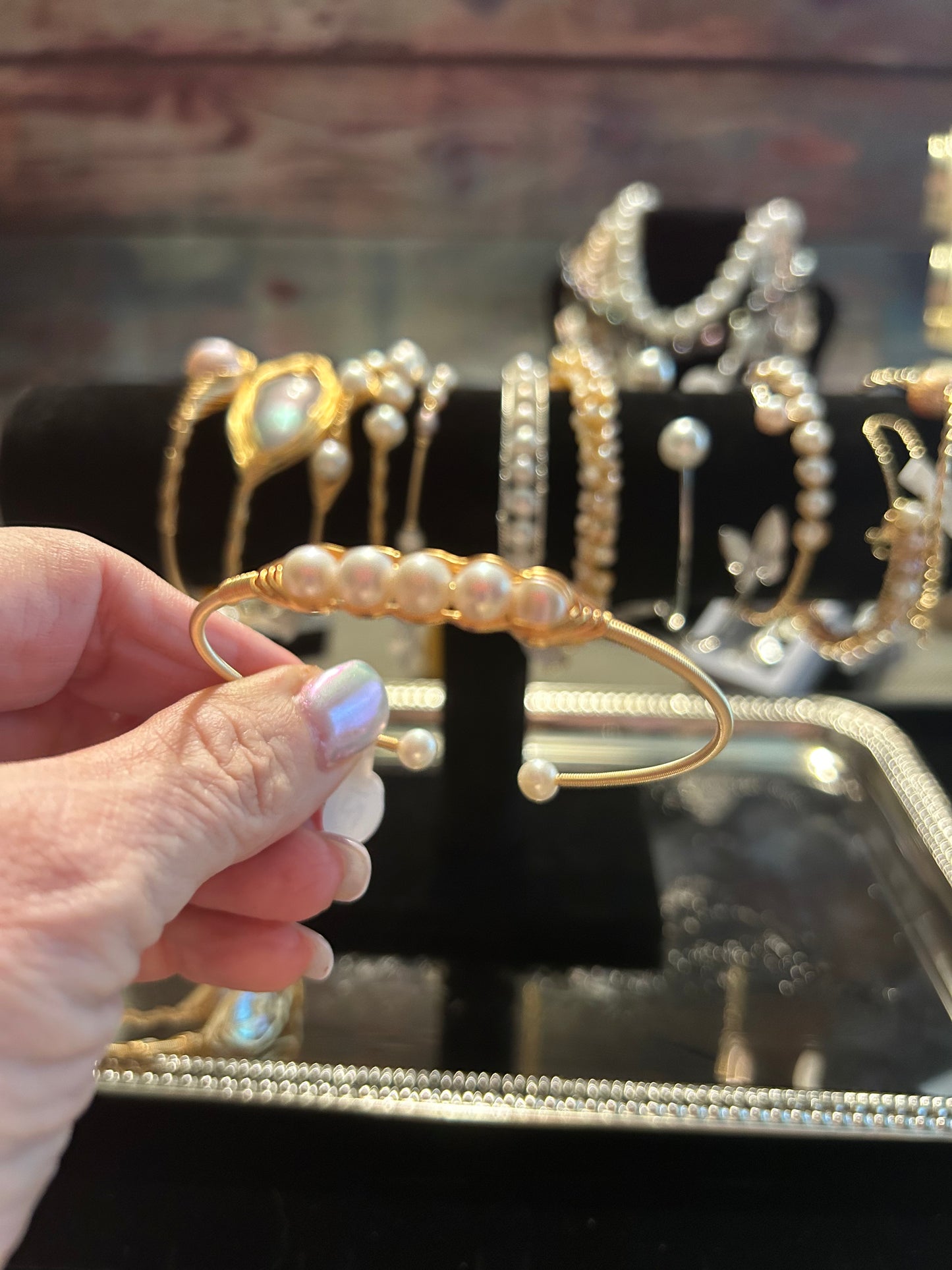 Freshwater pearl cuff bracelet