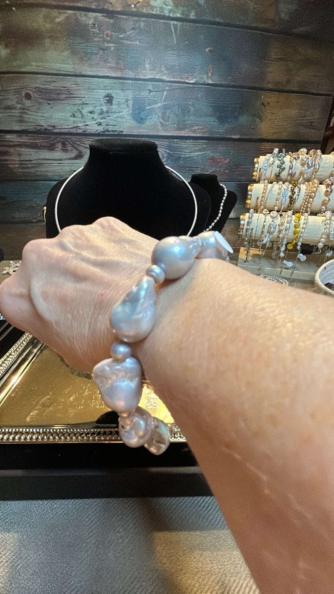 Silver baroque slide bracelet