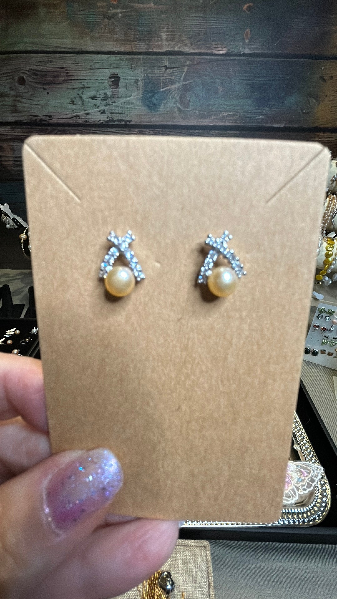 Delicate wishbone freshwater pearl earrings