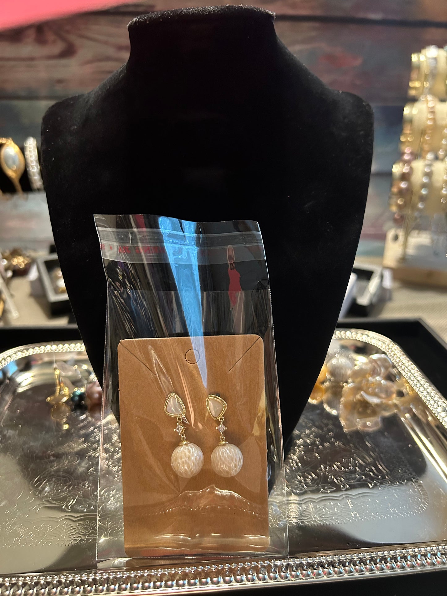 White dragon scale earrings