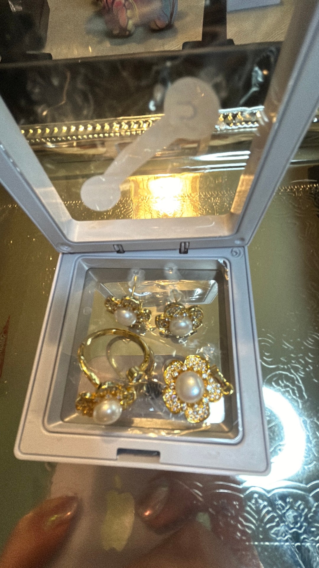 Floral pendant, earrings & ring set