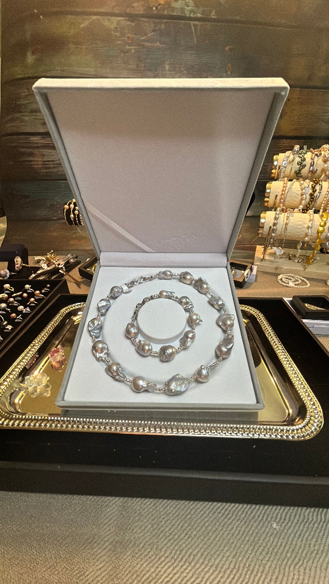 Silver matched baroque necklace & bracelet