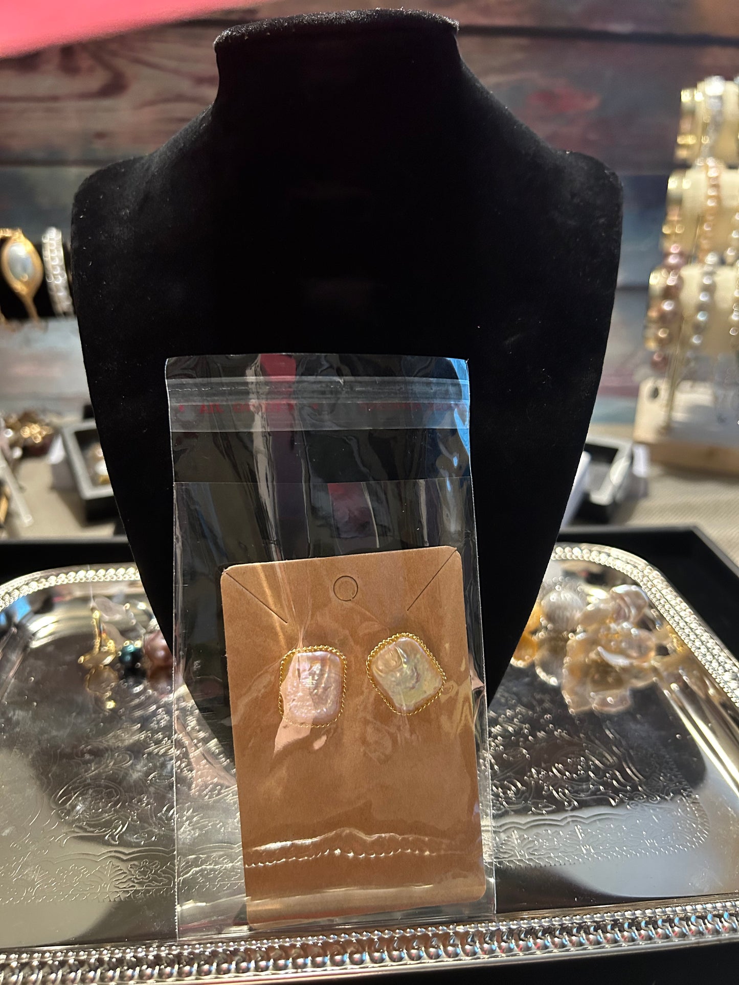 Rectangle purple baroque earrings