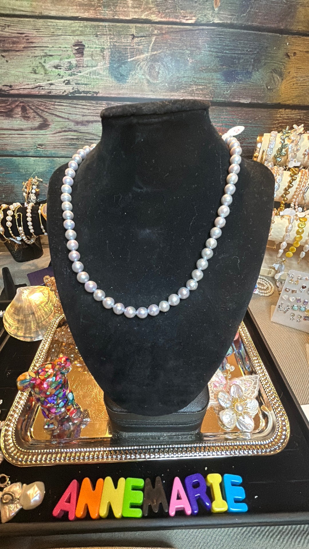 Super high quality silver freshwater pearl necklace