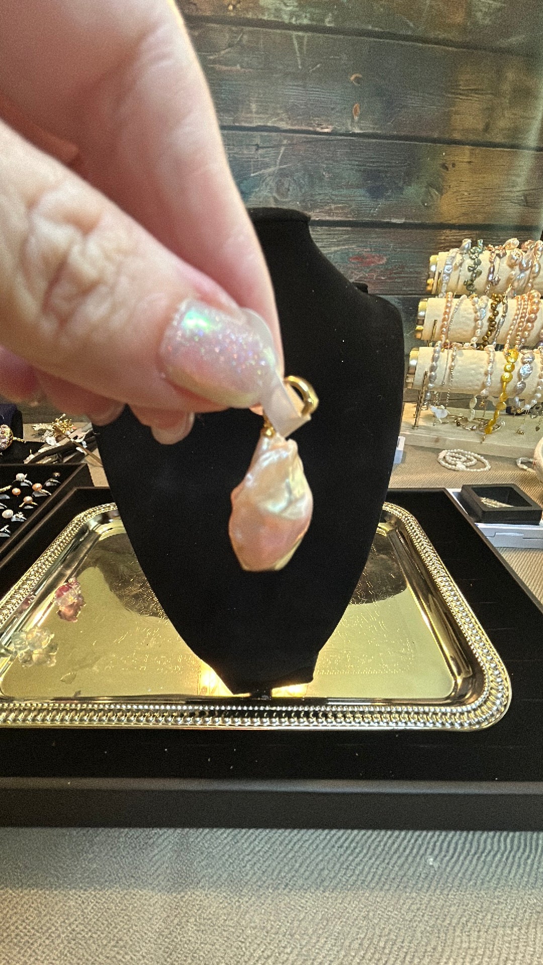 Soft pink natural baroque pendant