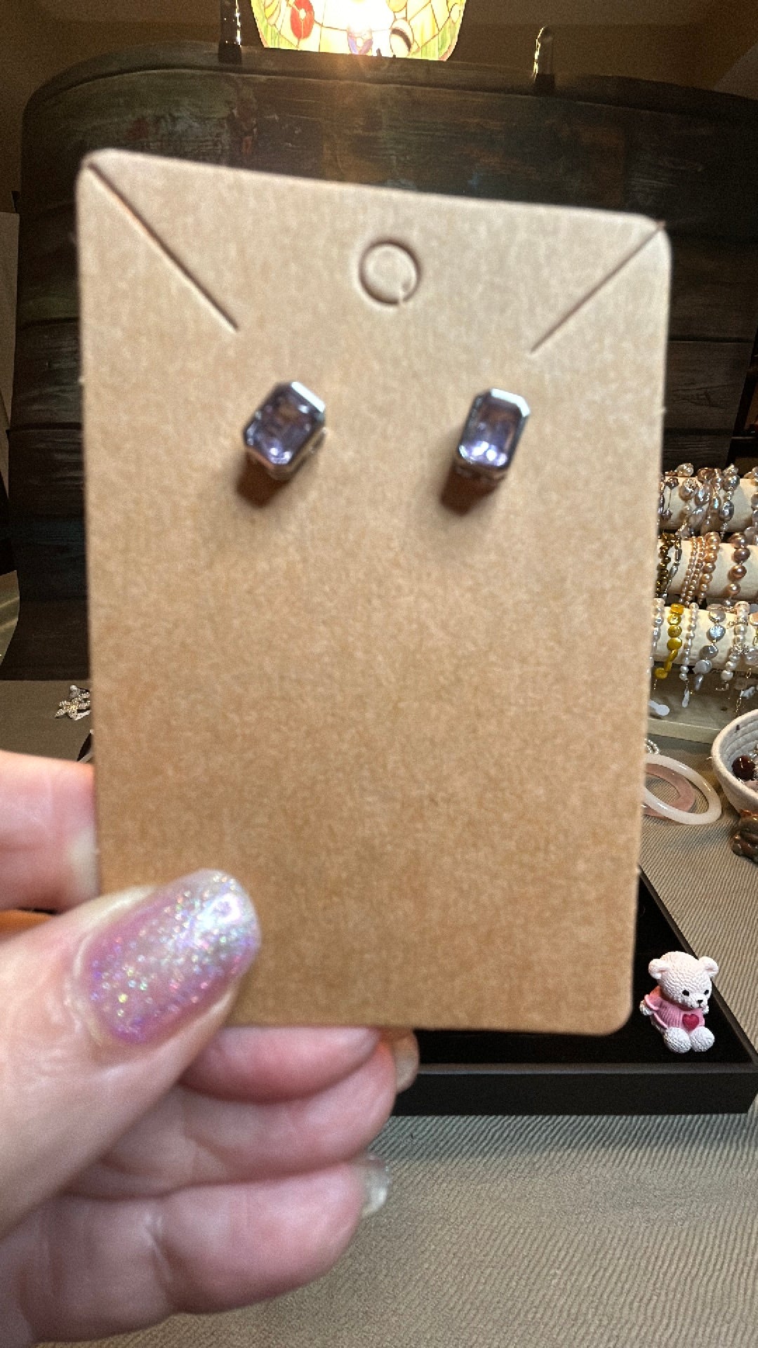 Emerald cut amethyst earrings