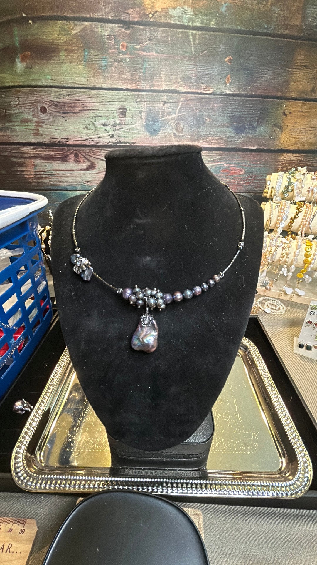 Dark blue baroque choker