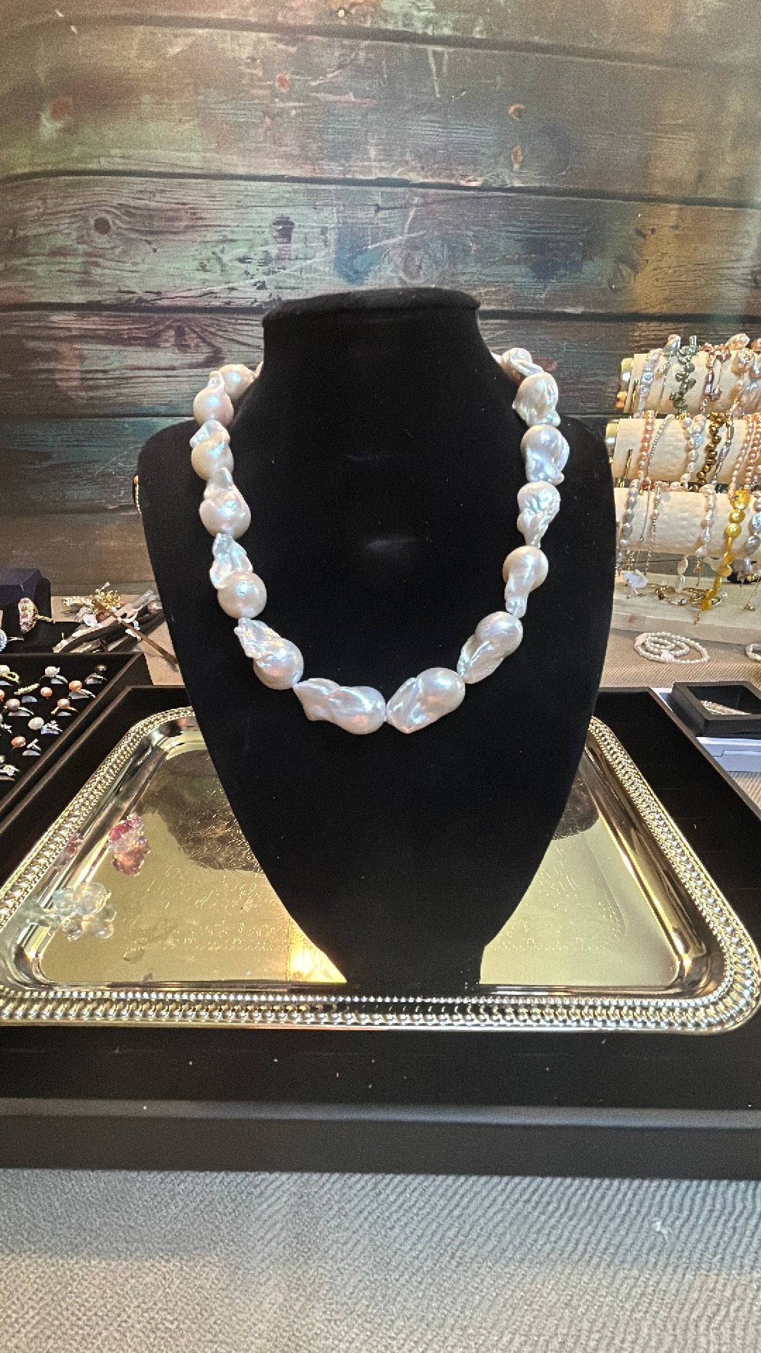 Absolutely stunning full white baroque matched necklace