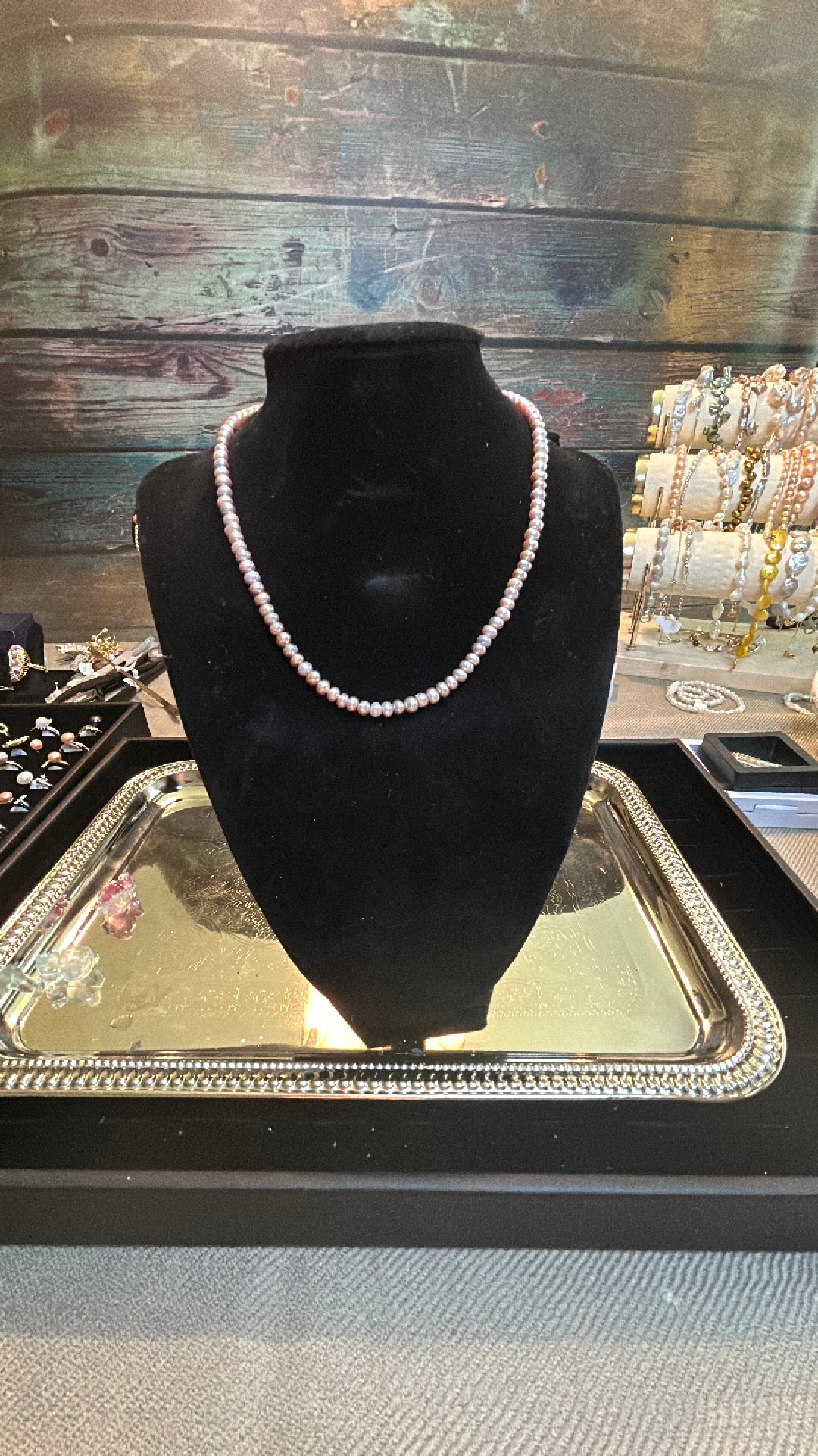 Soft rose baby pearl necklace