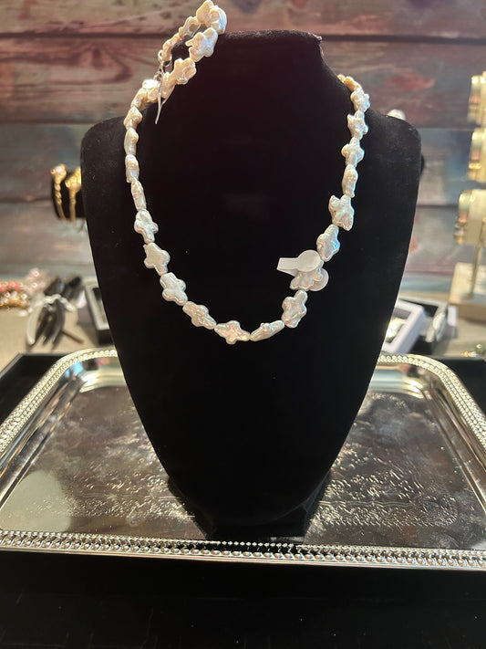 Cross matching baroque necklace & bracelet set