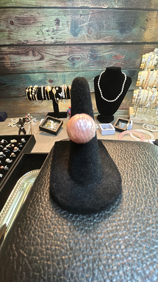 Pink dragon scale ring adjustable