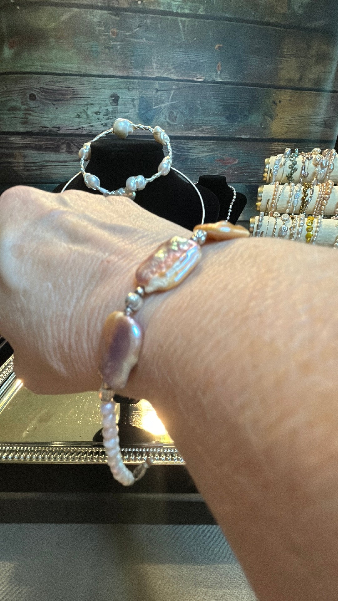 Purple baroque & freshwater pearl bracelet