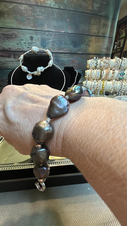 Deep rainbow baroque bracelet