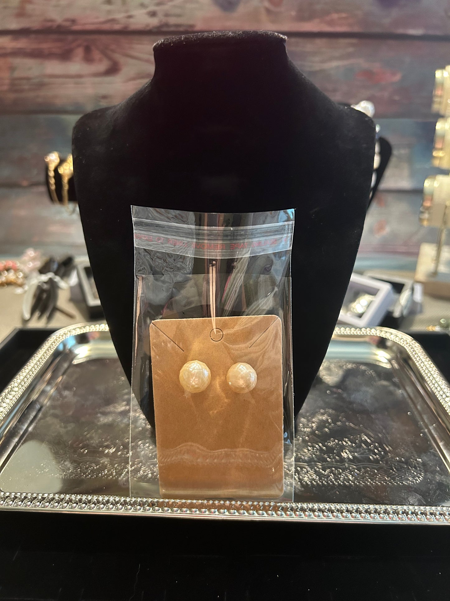 Hand carved Edison pearl earrings