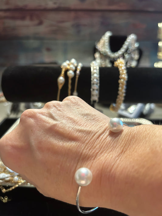 Freshwater pearl cuff bracelet