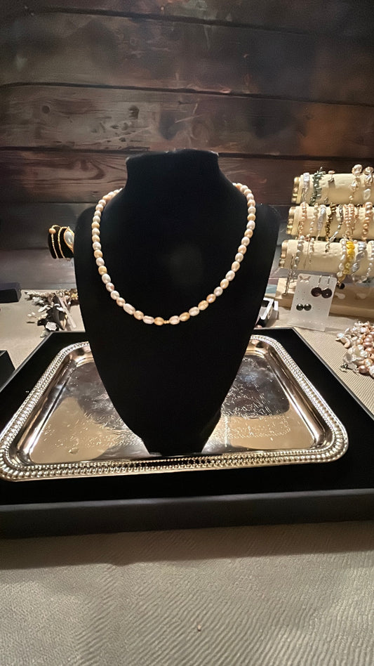 Yellow & white freshwater pearl necklace