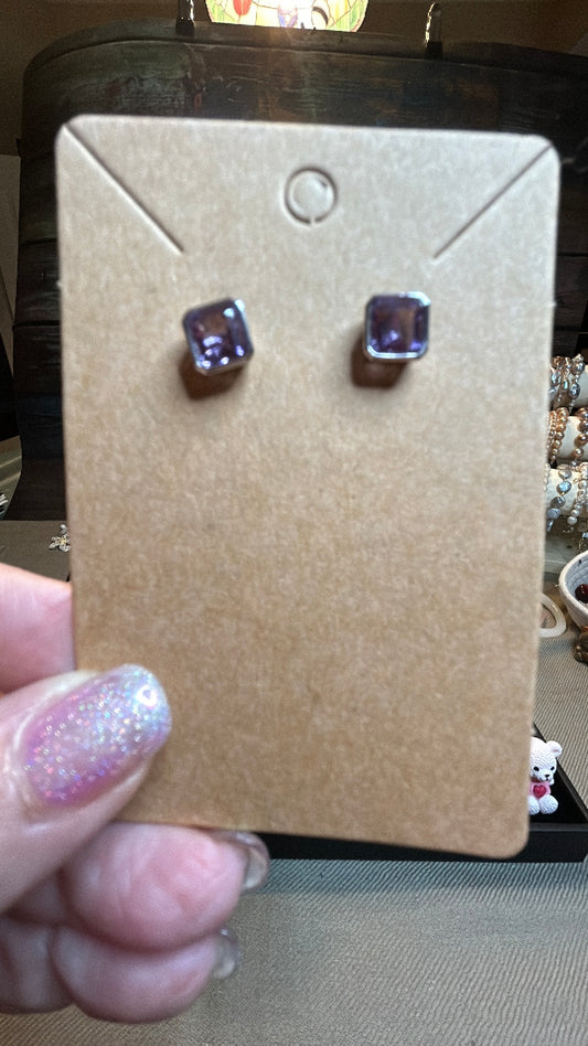 Square amethyst earrings