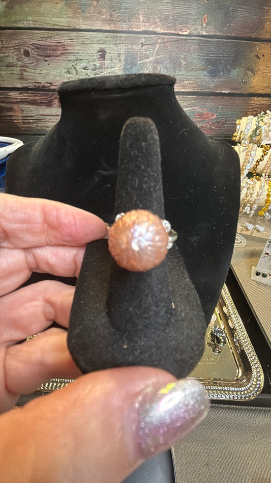 Beautiful pink dragon scale adjustable ring