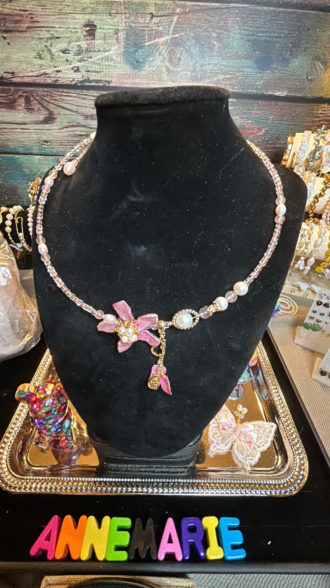 Floral baroque & freshwater pearl choker