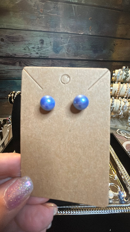Ocean blue freshwater pearl earrings