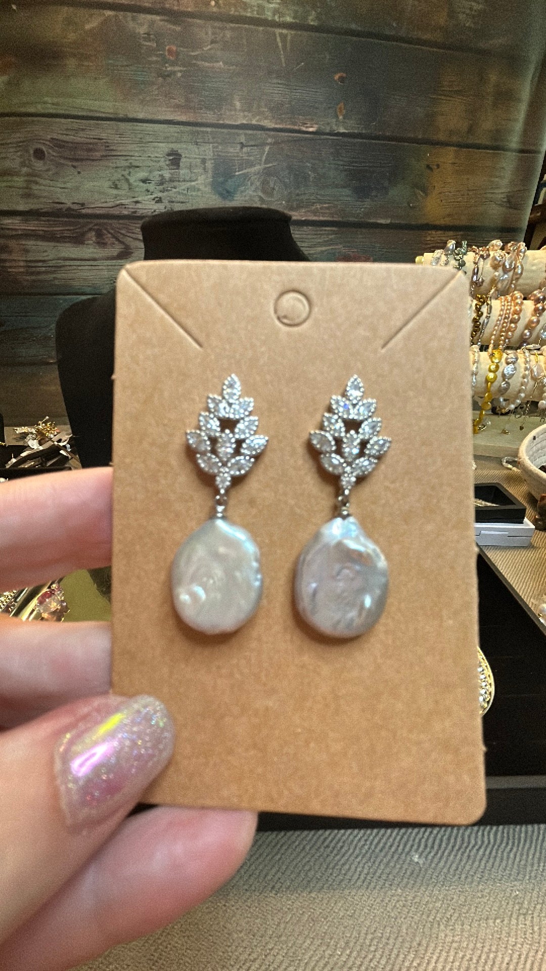 Silver baroque with CZ crystal earrings