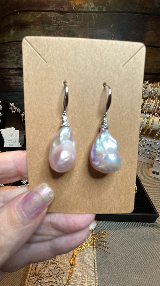 Beautiful pink baroque earrings