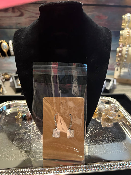 White square baroque earrings