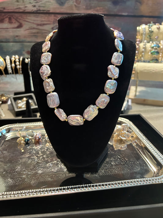 Lavender rectangular baroque necklace