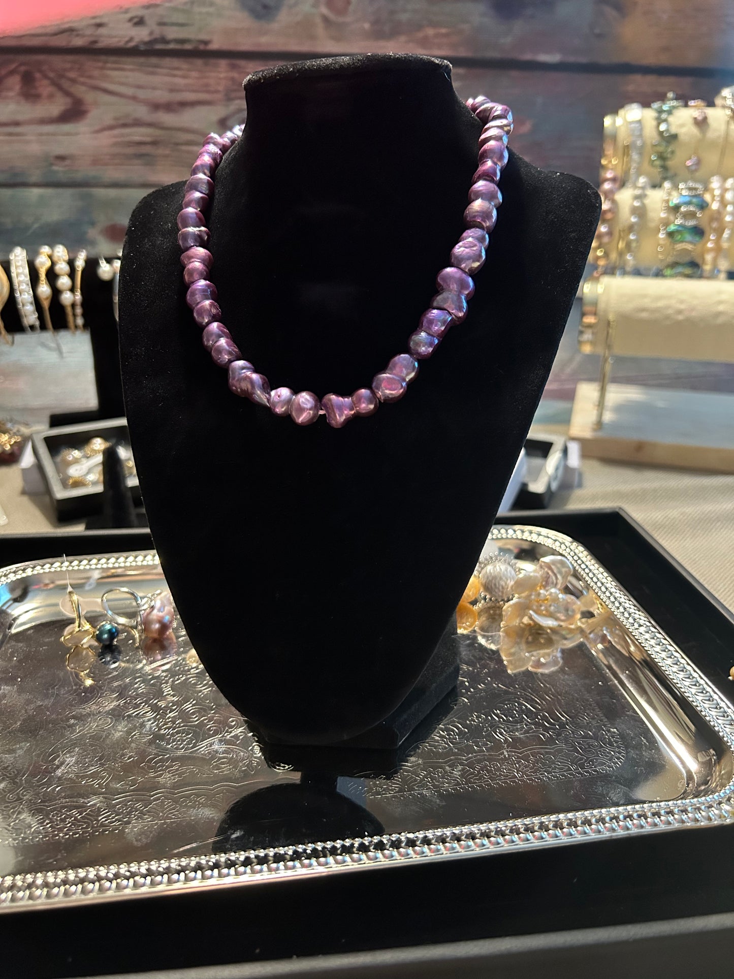 Deep purple baby baroque necklace