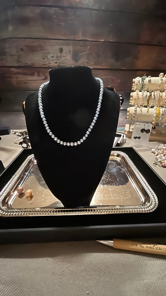 Light blue freshwater pearl necklace