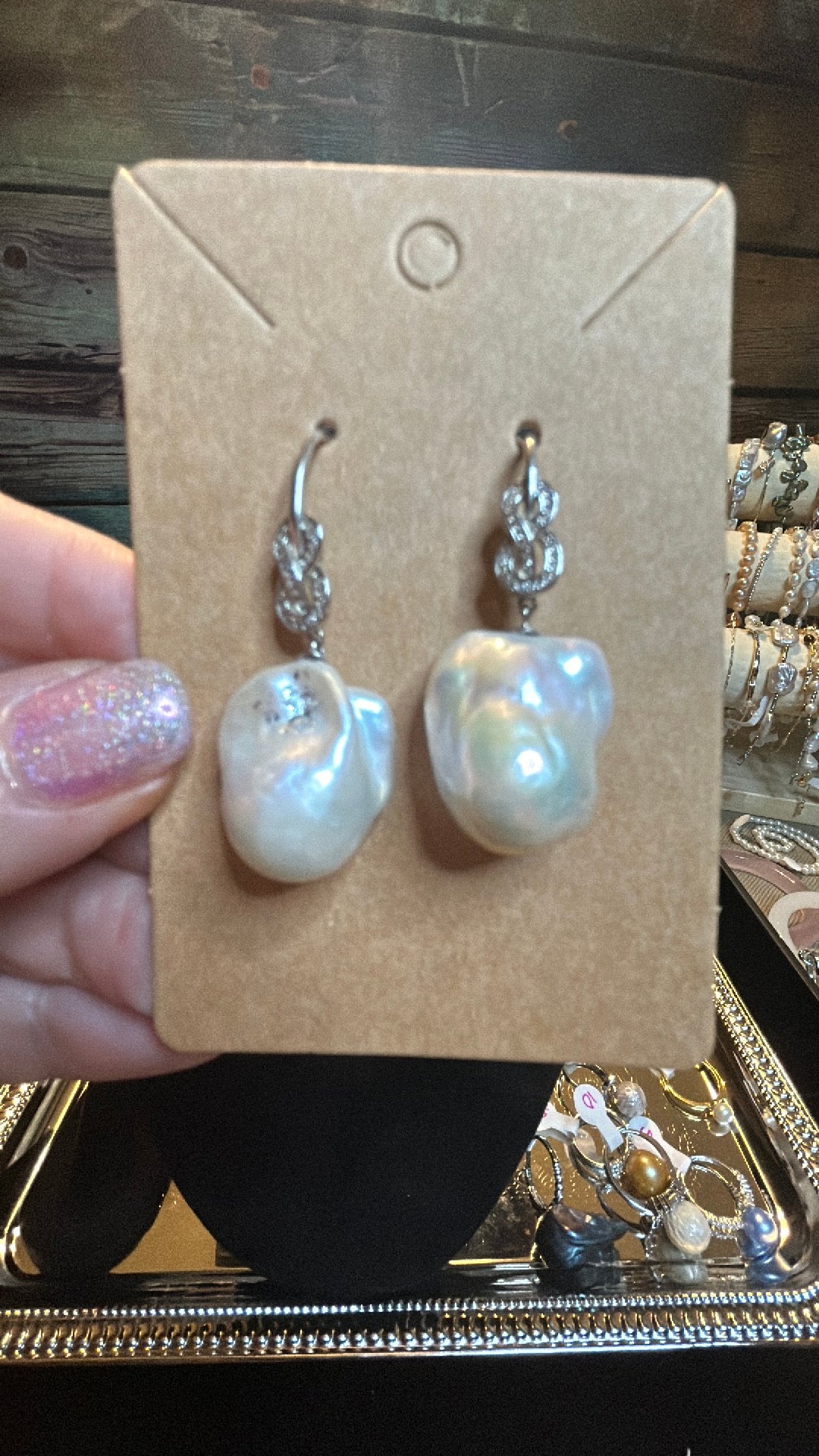 Perfect large white baroque earrings