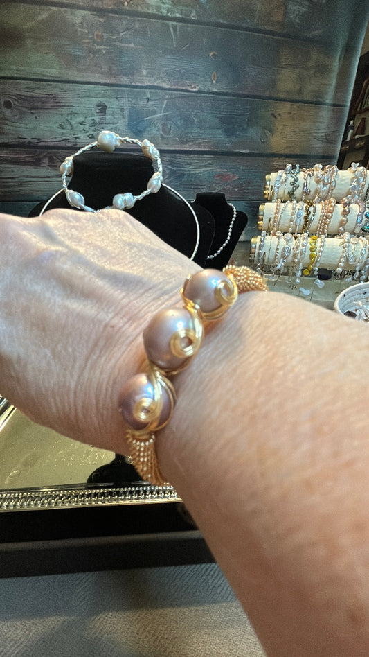 Wire wrapped Edison pearl bracelet