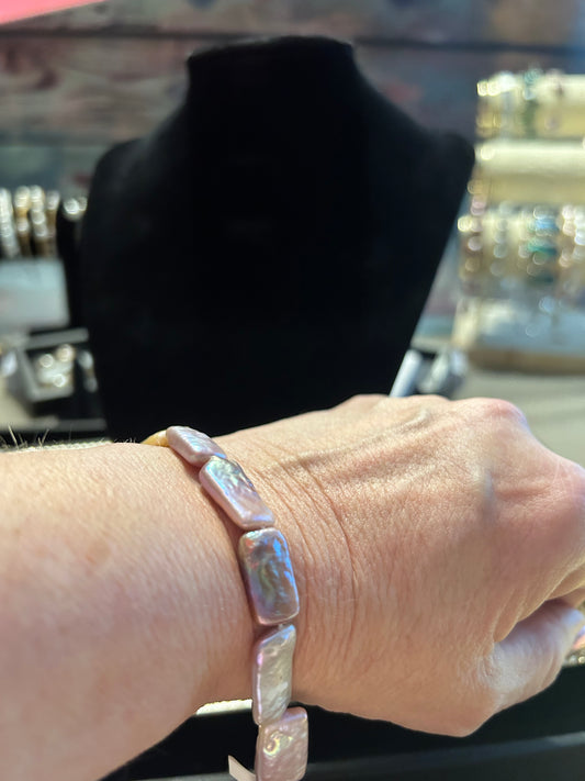 Retangular lavender pink baroque bracelet