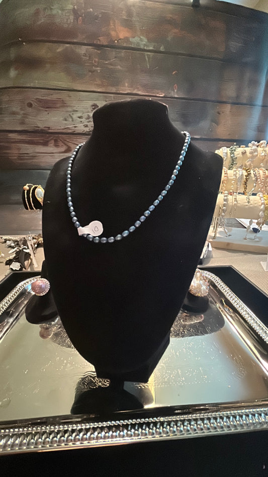 Ocean blue freshwater pearl necklace