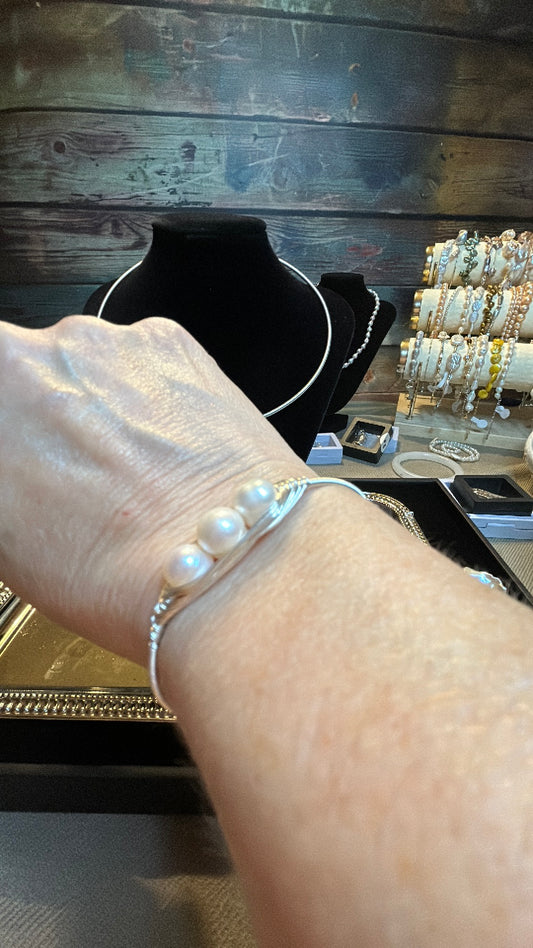 Triple pearl cuff bracelet
