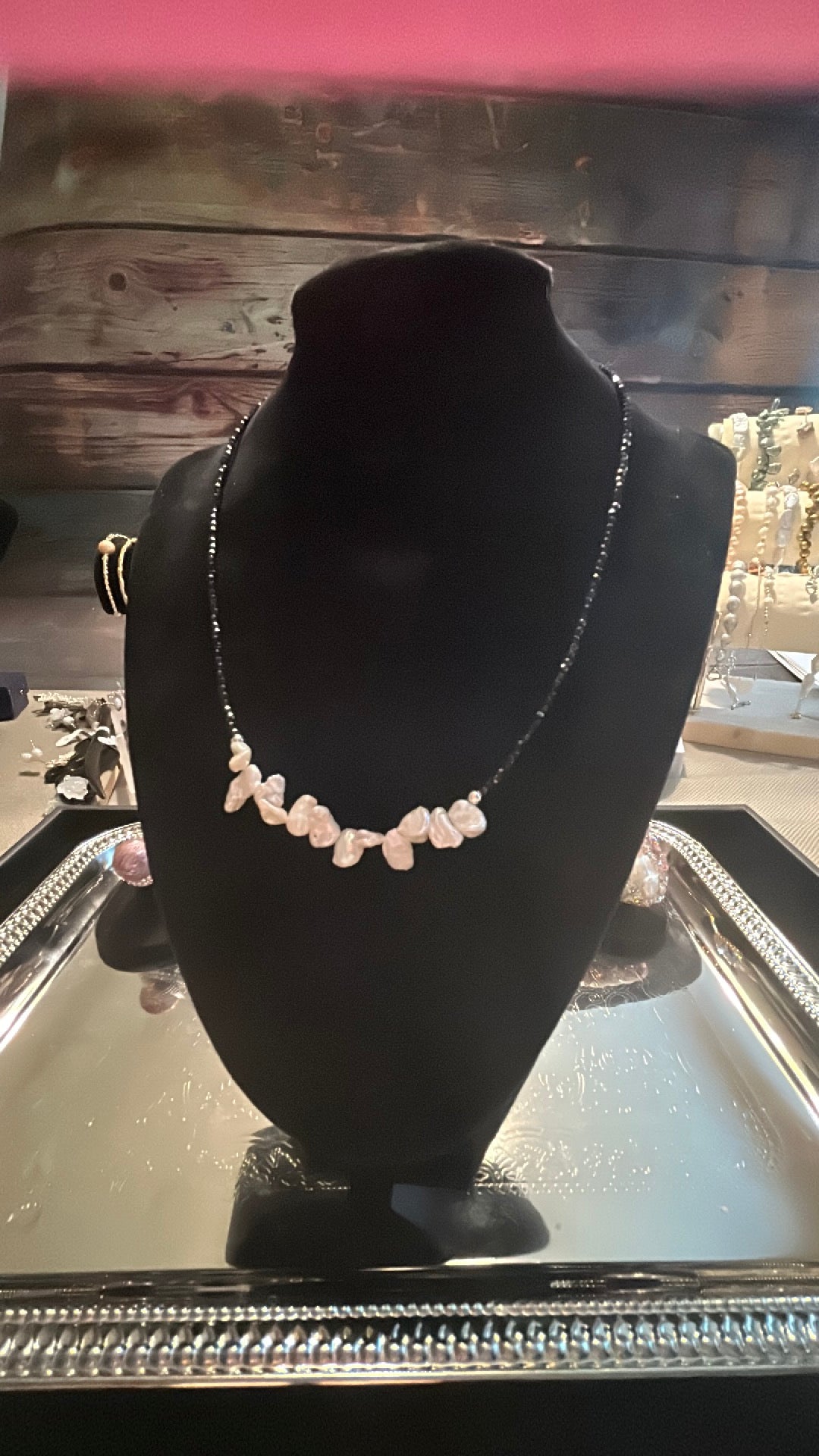 Baby baroque on beaded chain necklace