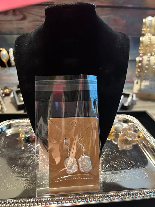 Rectangular baroque in silver earrings