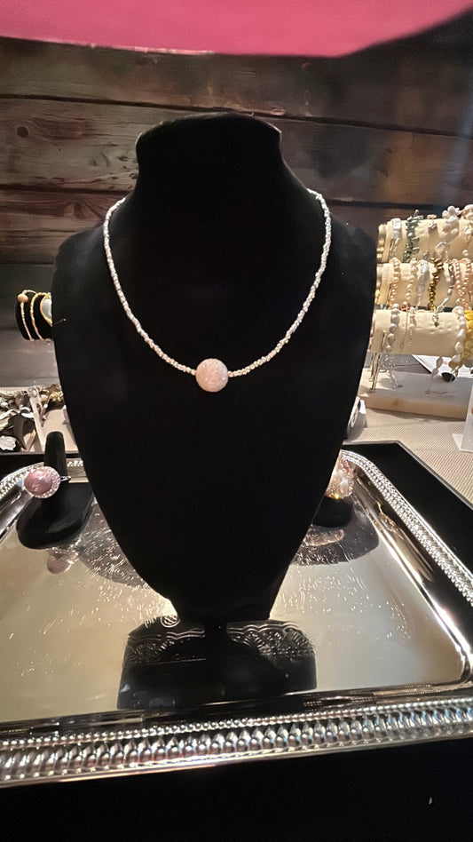 Single dragon scale pearl on sterling silver chain